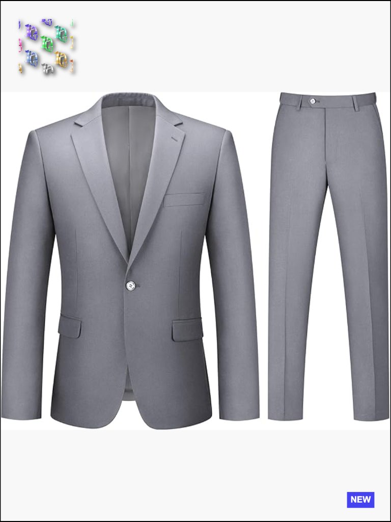 Slim Fit One Button Suit Jacket & Pants Set Classic Elegant Business Wedding